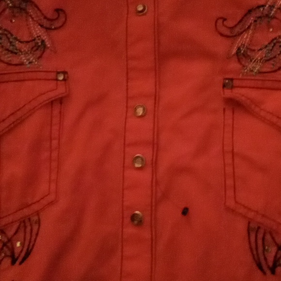 Wrangler Rock Shirt Ink W Beautifully Embellished W Embroidery And Beads. - Picture 9 of 9